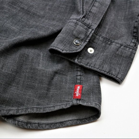 New Wrangler Slim Fit Denim Shirt Black Denim Color Men's Size XL Premium - Picture 4 of 10
